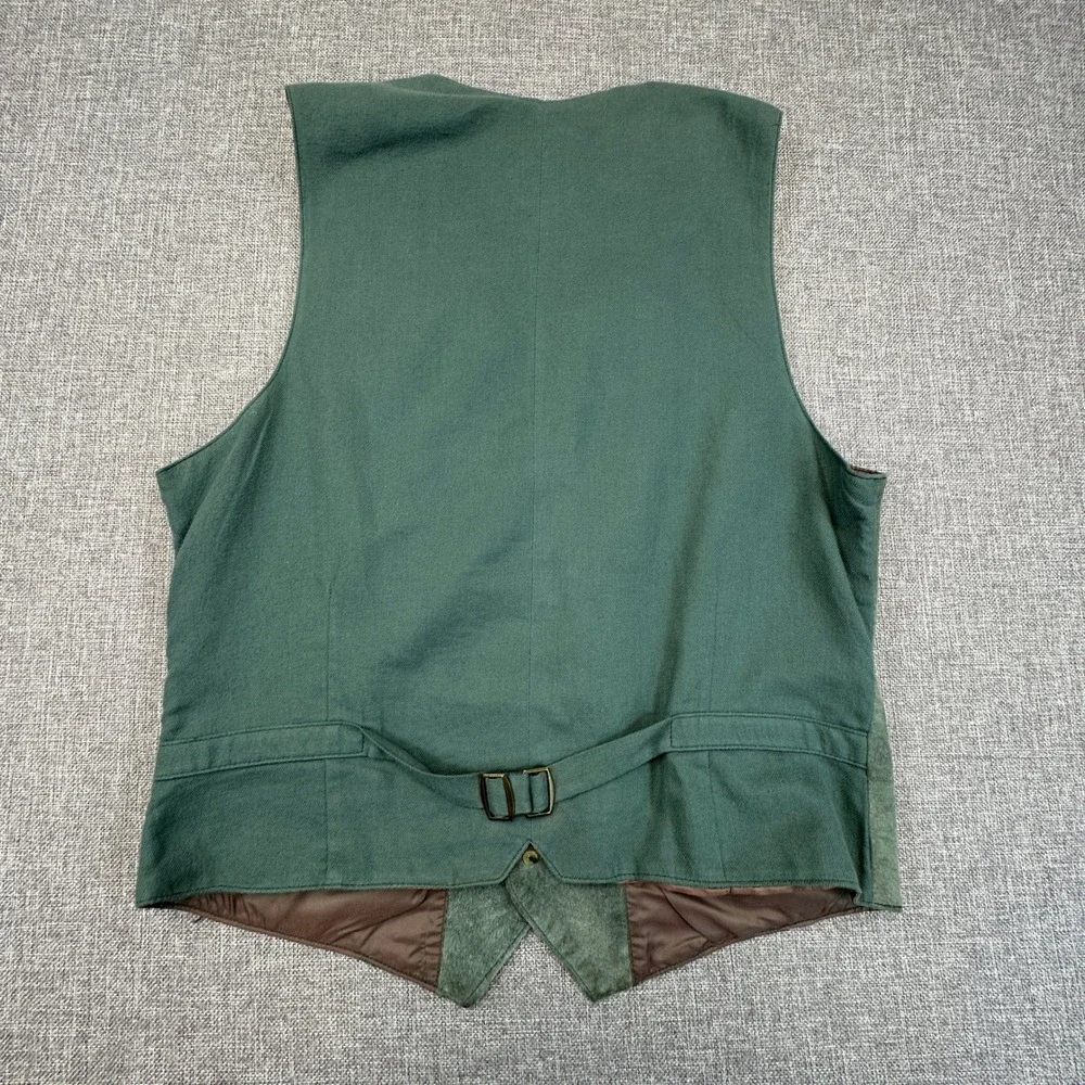 Vintage Looney Tunes Taz Vest Mens Medium Slim Fit Green Suede Leather 90s Biker